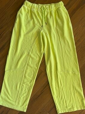 Free People Movement Neon Yellow Wide Leg Sweatpants Size Large